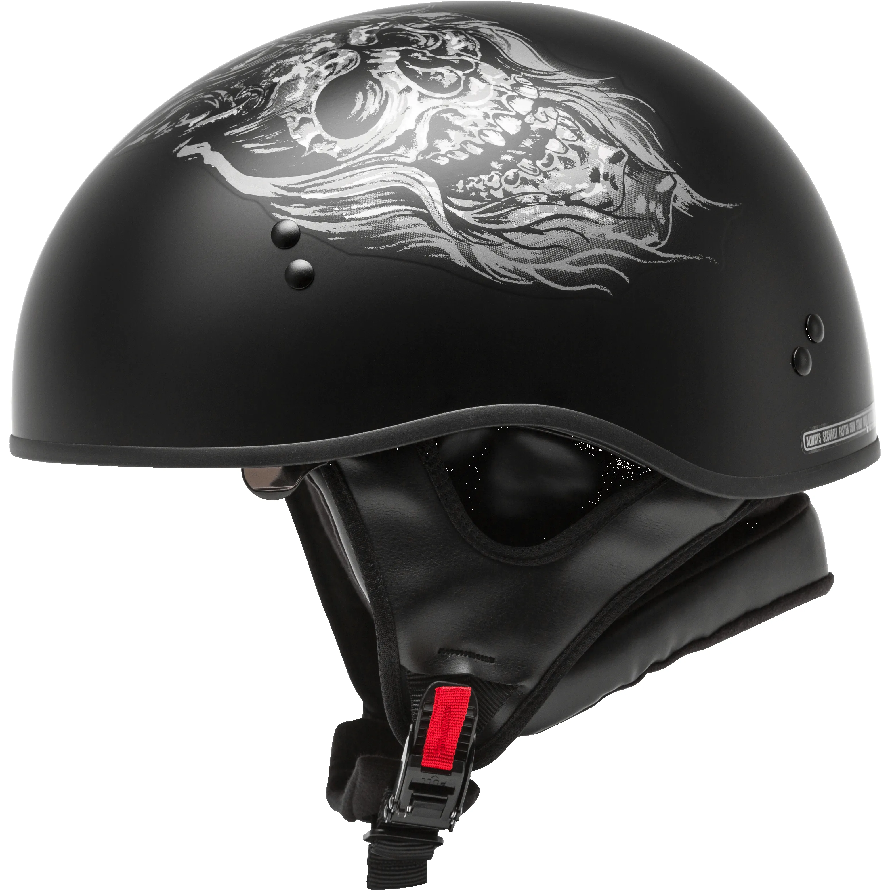 GMAX  HH-65 Half Helmet Ghost/Rip Naked Matte Black/Silver
