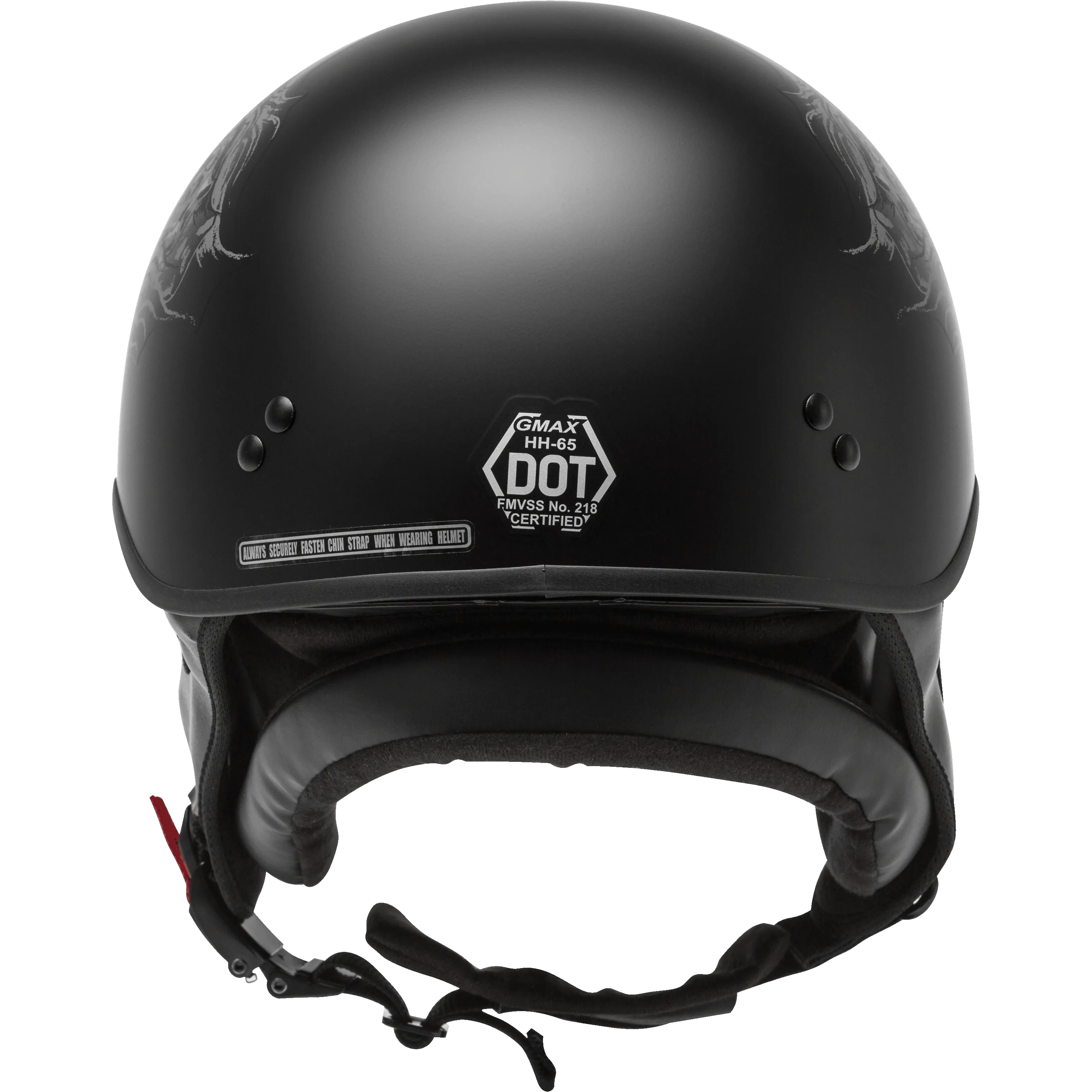 GMAX  HH-65 Half Helmet Ghost/Rip Naked Matte Black/Silver