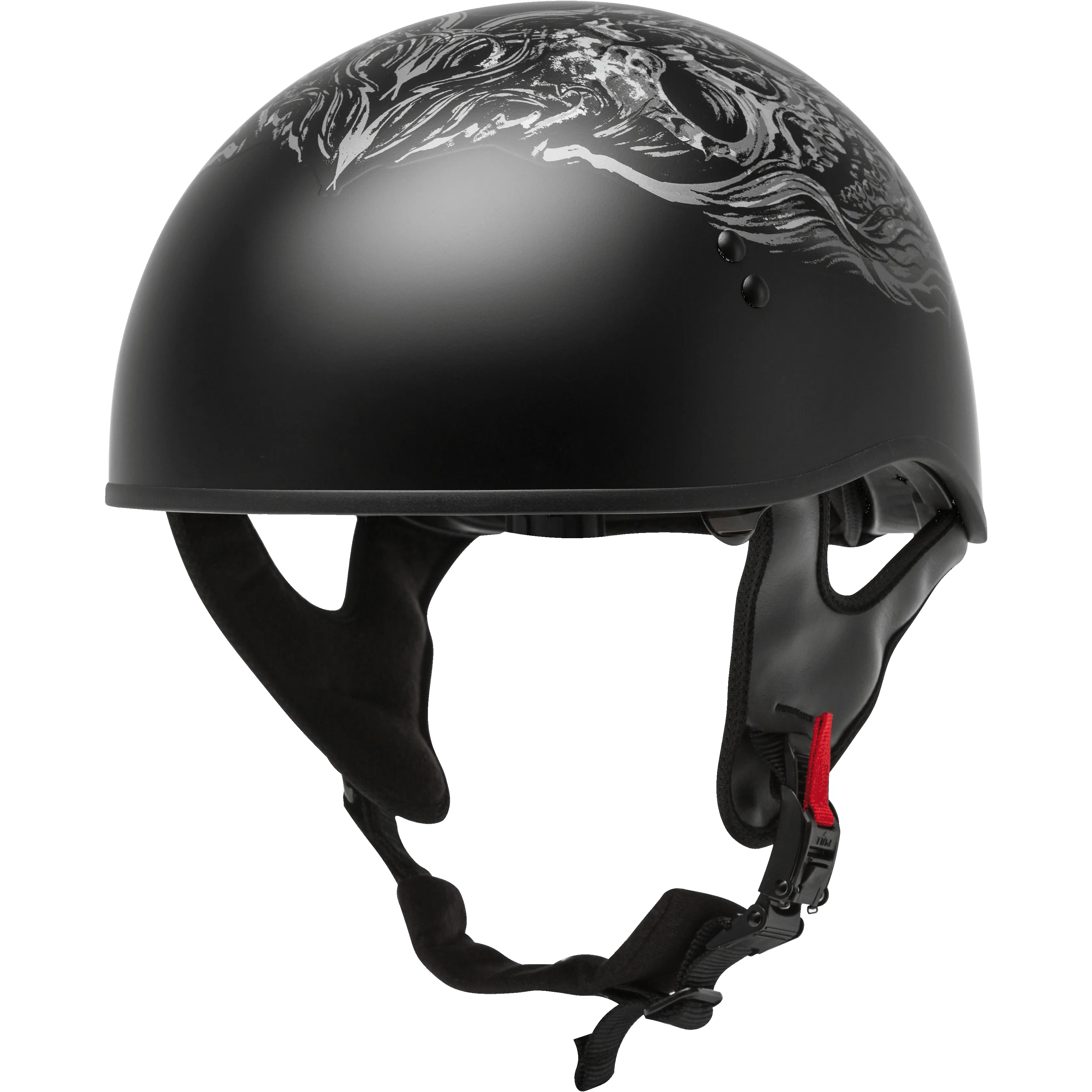 GMAX  HH-65 Half Helmet Ghost/Rip Naked Matte Black/Silver
