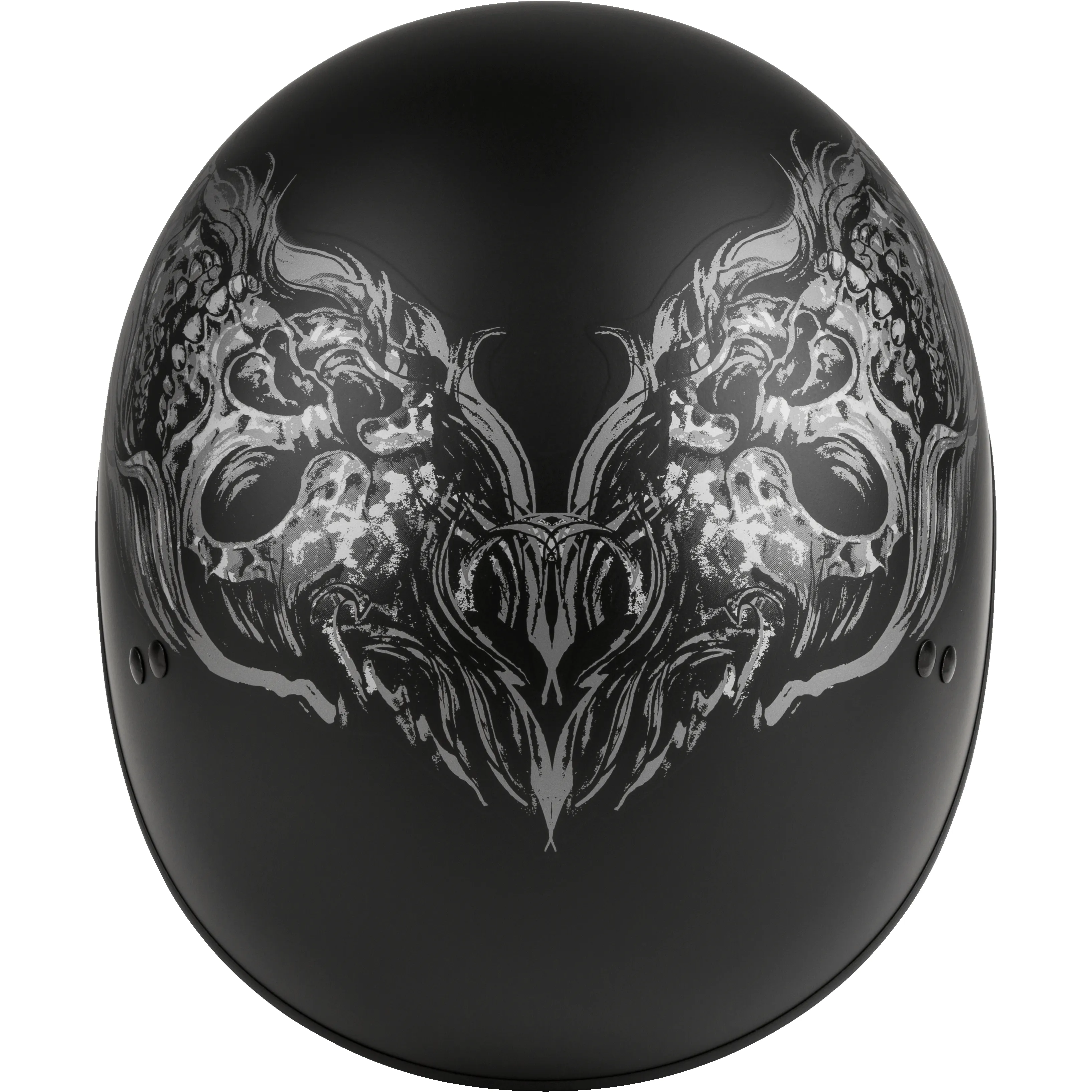 GMAX  HH-65 Half Helmet Ghost/Rip Naked Matte Black/Silver