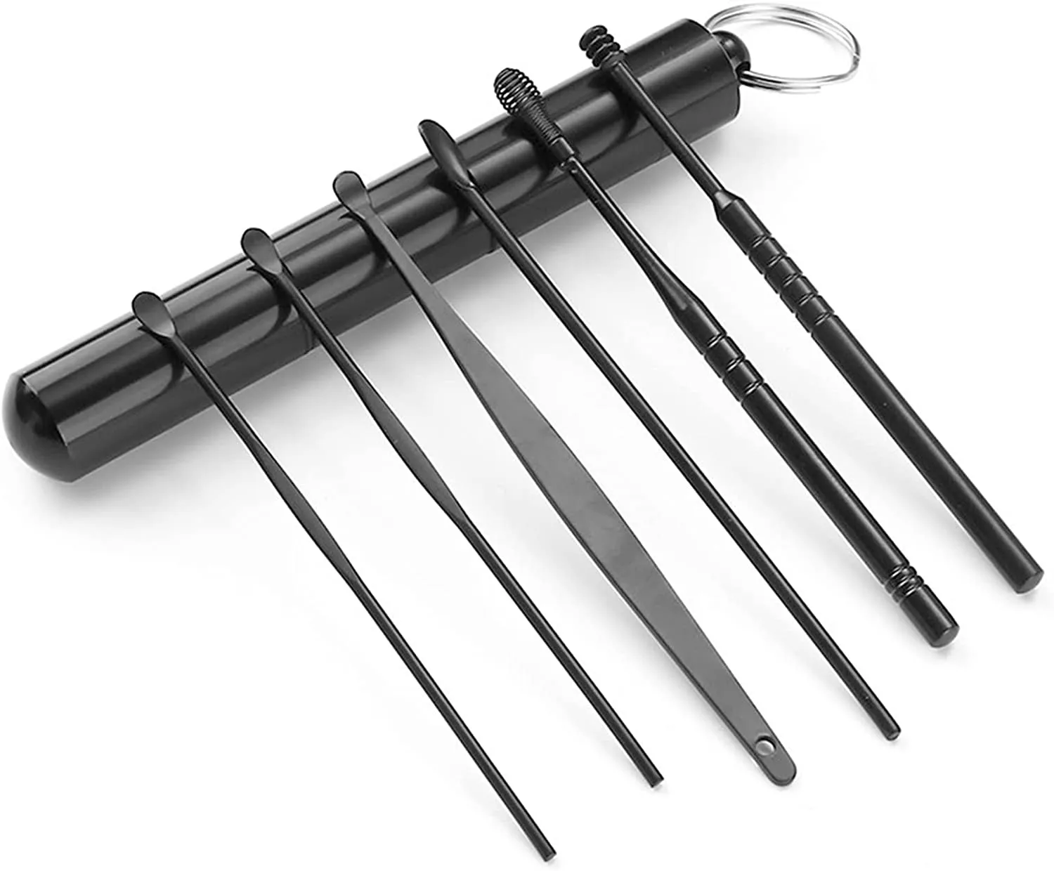GRANG Ear Pick Earwax Removal Kit, Ear Cleansing Tool Set, Stainless Steel Ear Pick Tools Reusable Ear Cleaner, Ear Pick Set with Keychain Box Utility to 6 Pcs Rose Gold
