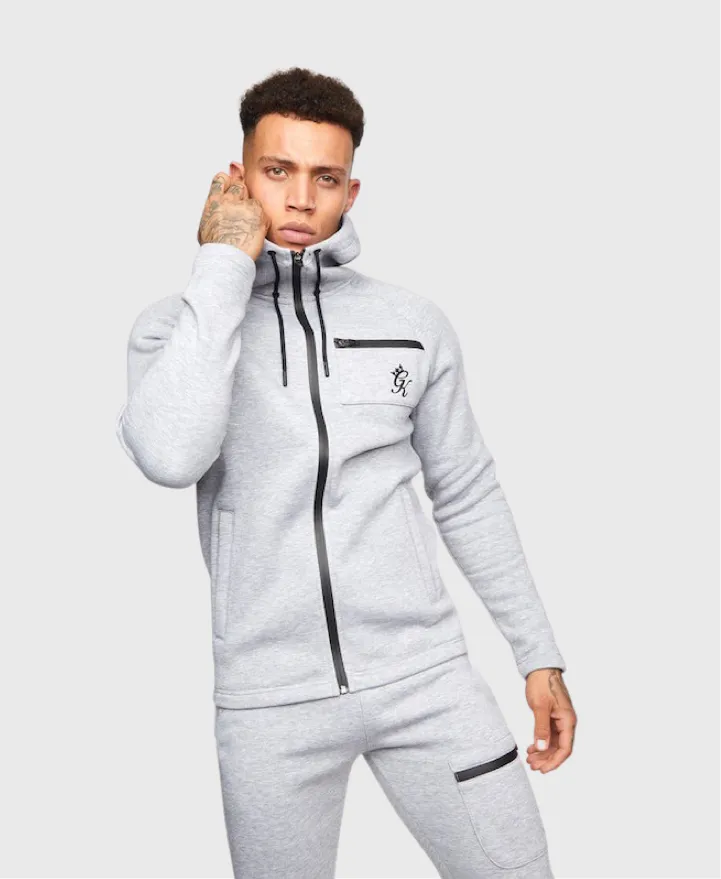 Gym King Traction Full Zip Hoodie Light Grey Marl
