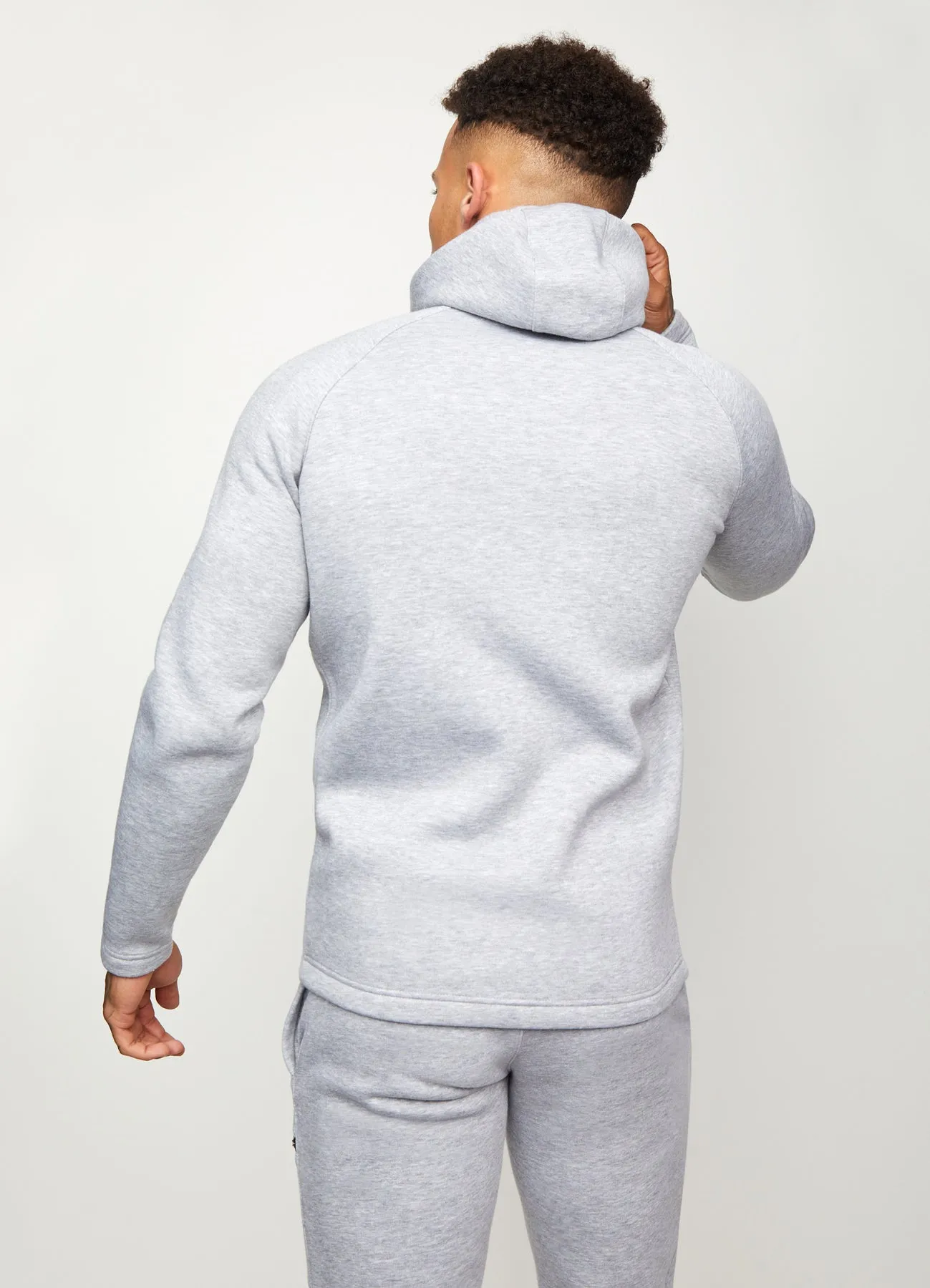 Gym King Traction Full Zip Hoodie Light Grey Marl