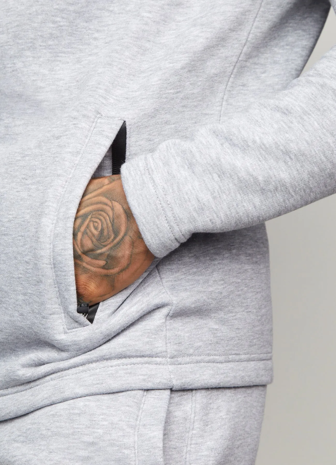 Gym King Traction Full Zip Hoodie Light Grey Marl