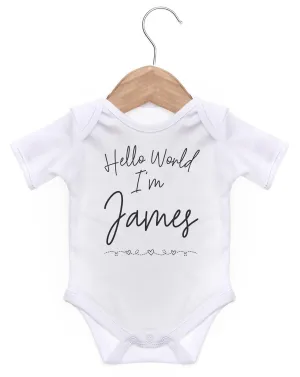 Hello World I'm Personalised Baby Vest