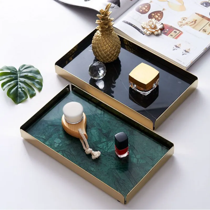 Homlly Keii Gold Bass Marble Display Storage Tray