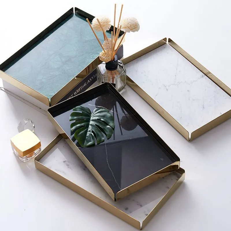 Homlly Keii Gold Bass Marble Display Storage Tray