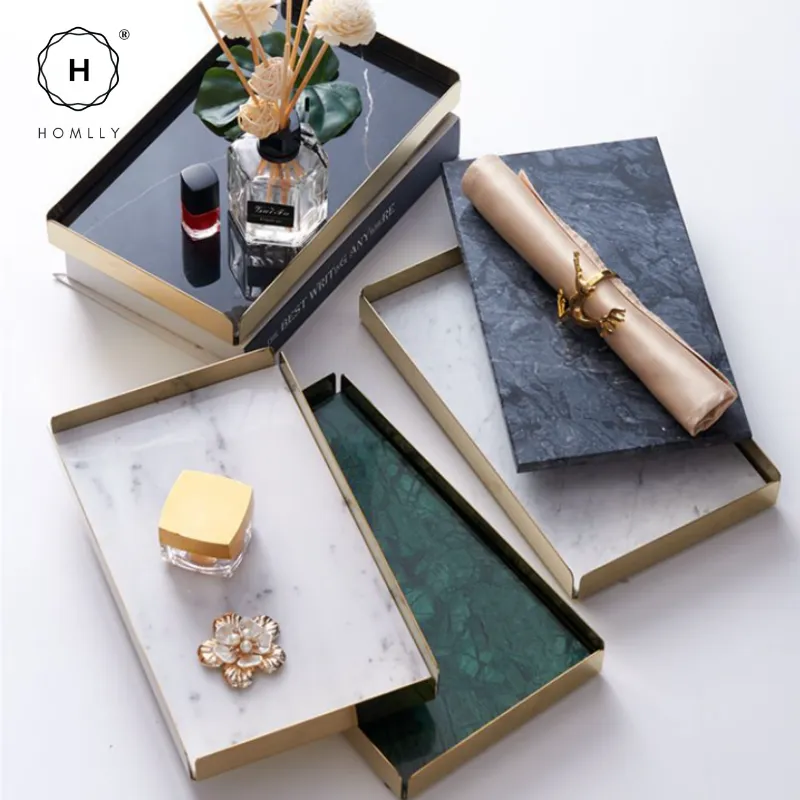 Homlly Keii Gold Bass Marble Display Storage Tray