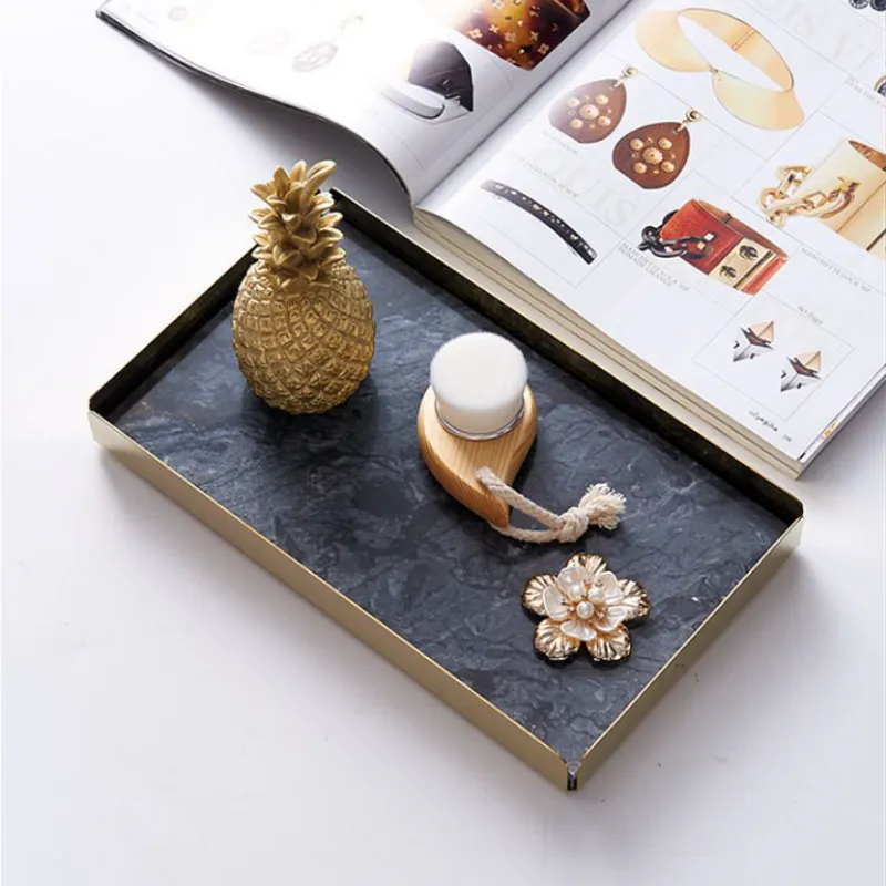 Homlly Keii Gold Bass Marble Display Storage Tray