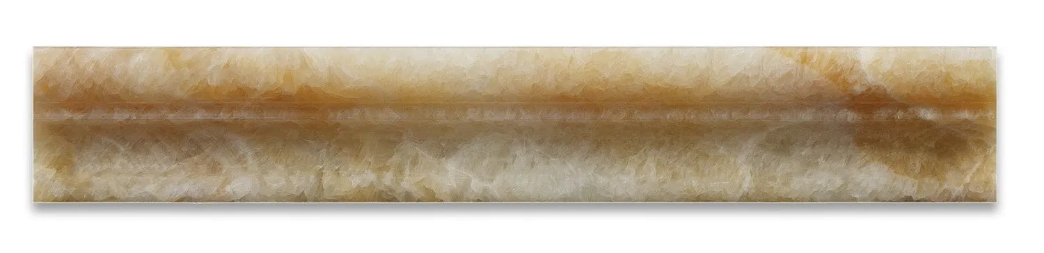 Honey Onyx Polished 2 X 12 Crown Mercer Molding Trim Liner (Lot of 50 pcs.)