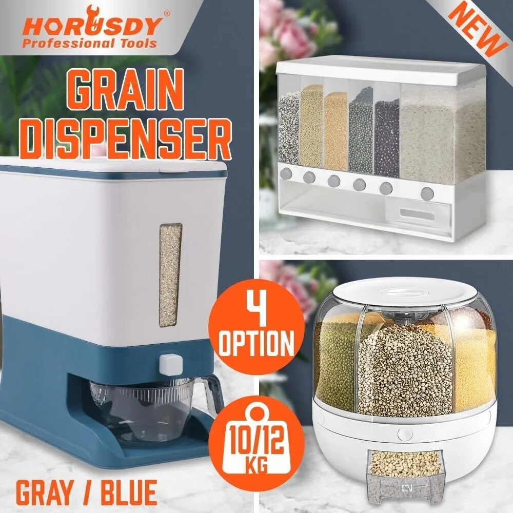 HORUSDY Rice Cereal Dispenser 10/12KG Grain Container Auto Dry Food Storage Box