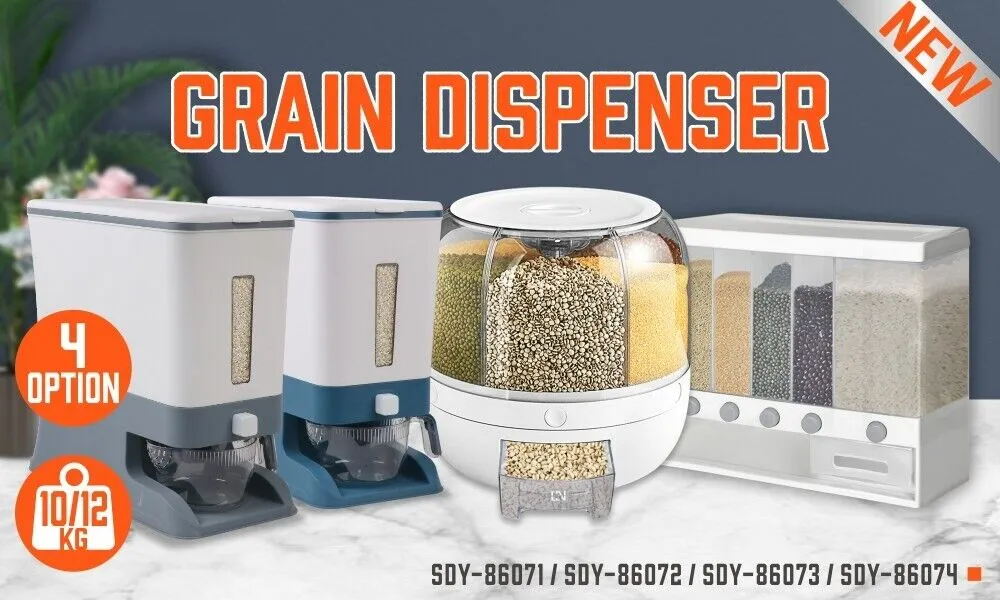 HORUSDY Rice Cereal Dispenser 10/12KG Grain Container Auto Dry Food Storage Box