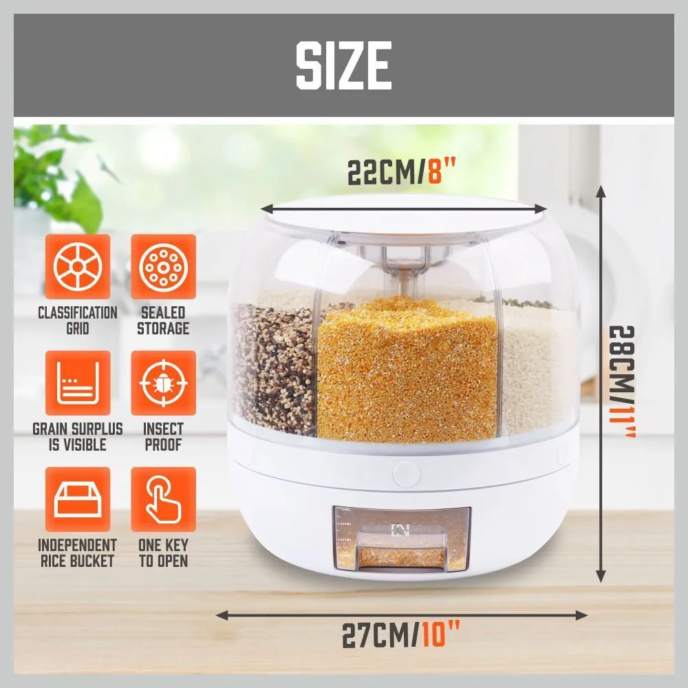 HORUSDY Rice Cereal Dispenser 10/12KG Grain Container Auto Dry Food Storage Box