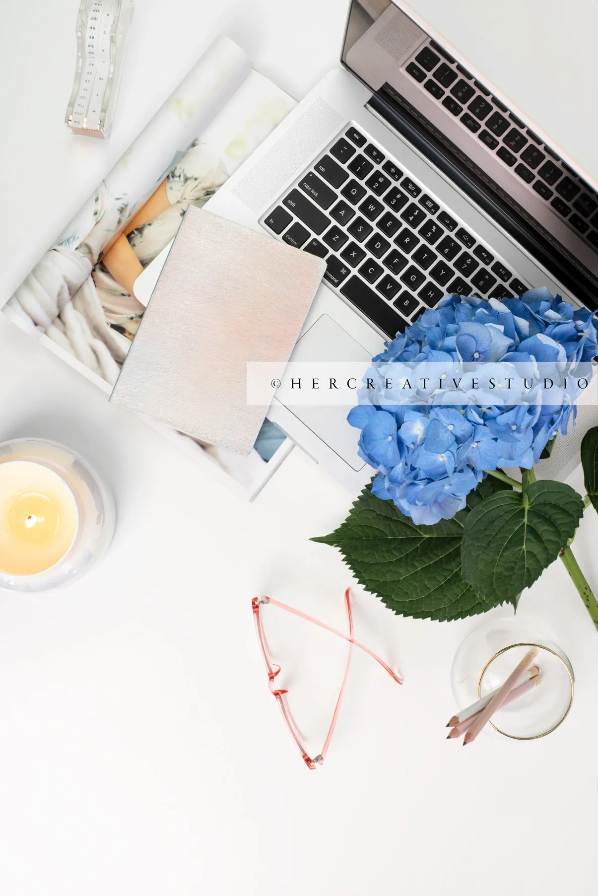 Hydrangea on Laptop