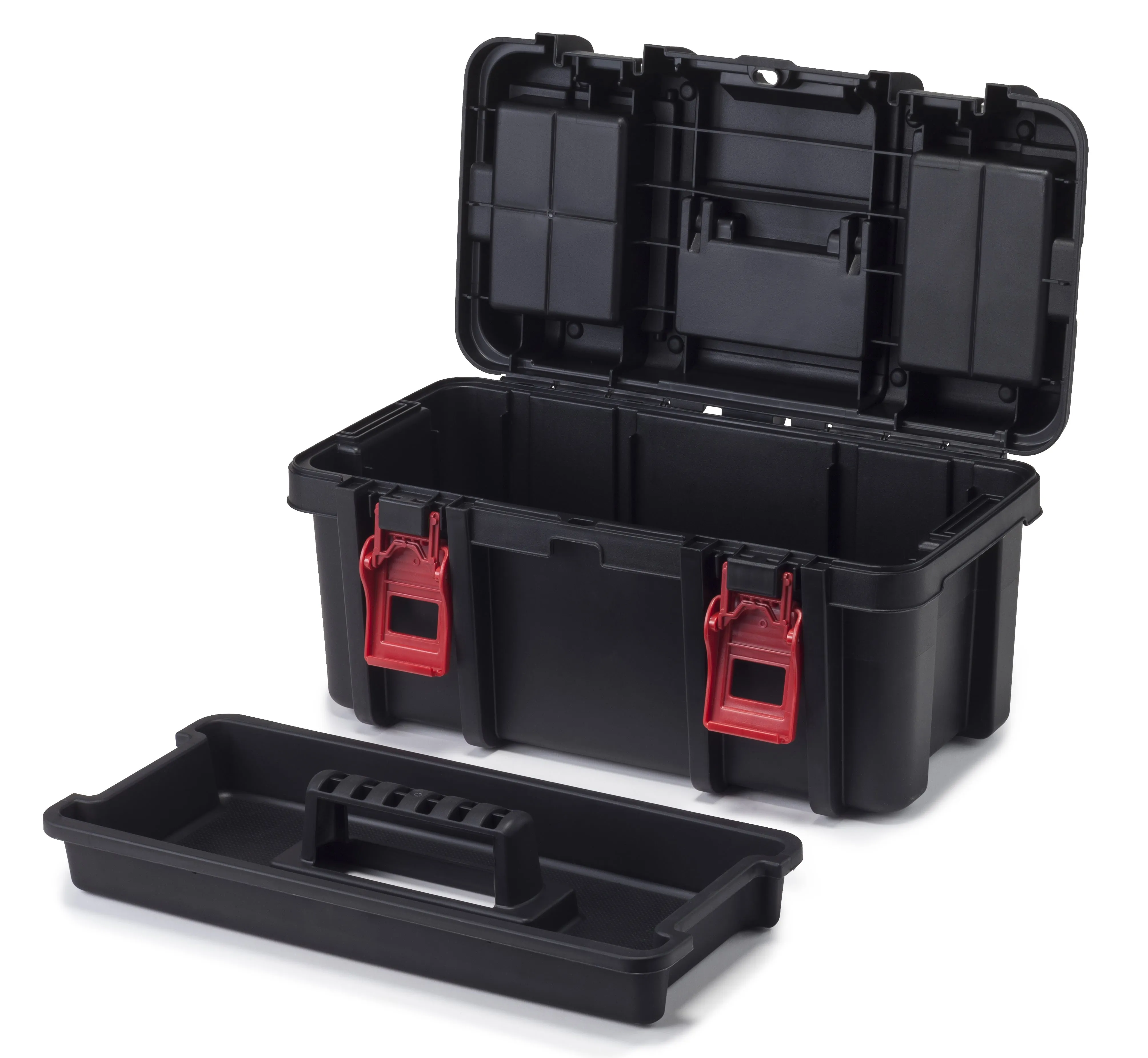 Hyper Tough 16-Inch Toolbox Heavy-Duty Plastic Tool And Hardware Storage Black