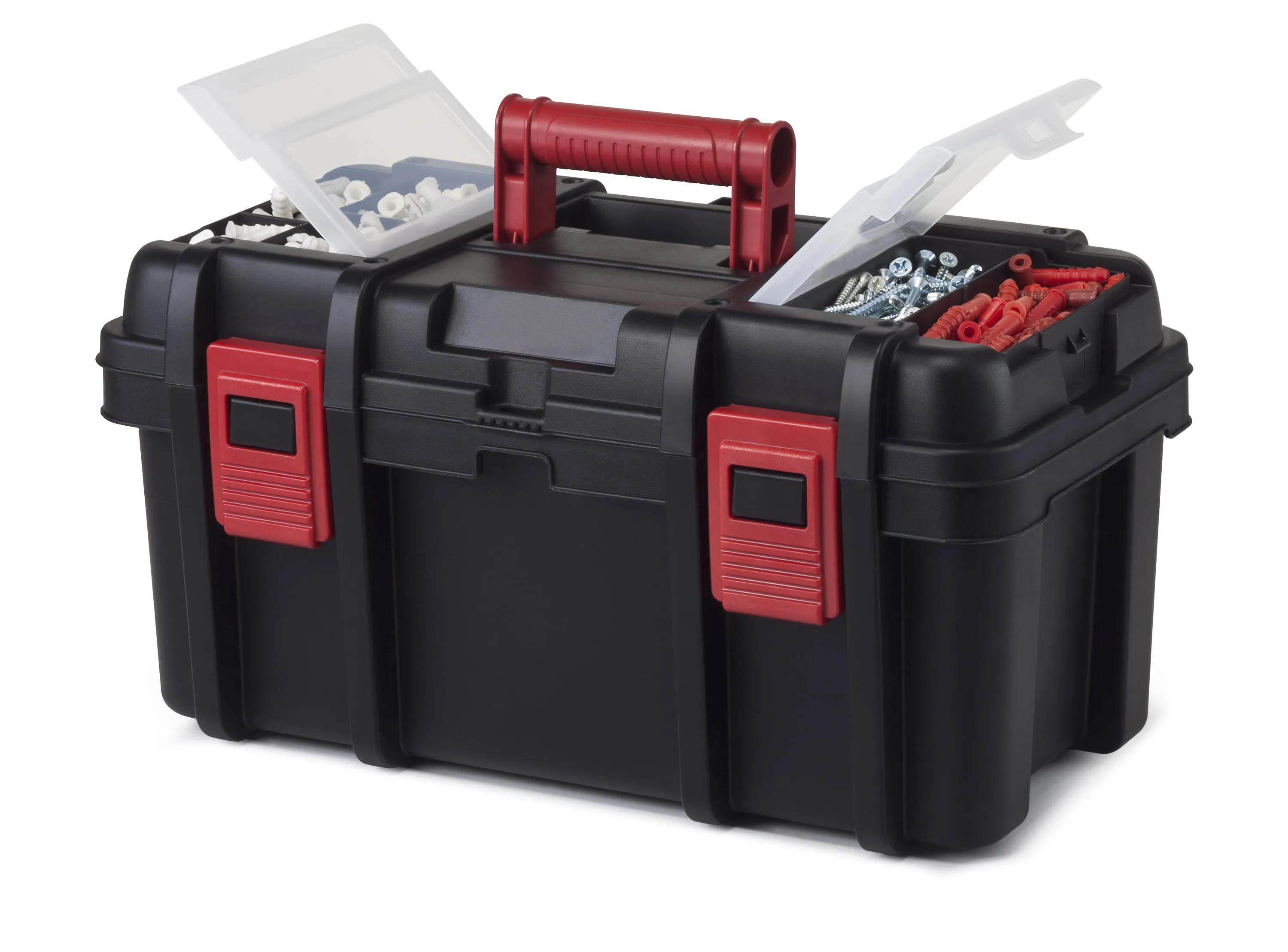 Hyper Tough 16-Inch Toolbox Heavy-Duty Plastic Tool And Hardware Storage Black
