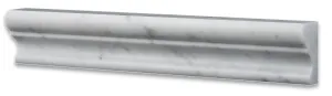Italian Carrara White Marble Polished 2 X 12 Crown - Mercer Molding Trim - 4" Sample