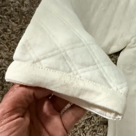 J. CREW Factory Quilted Jacket Coat Ivory Cream Preppy White Sz Medium