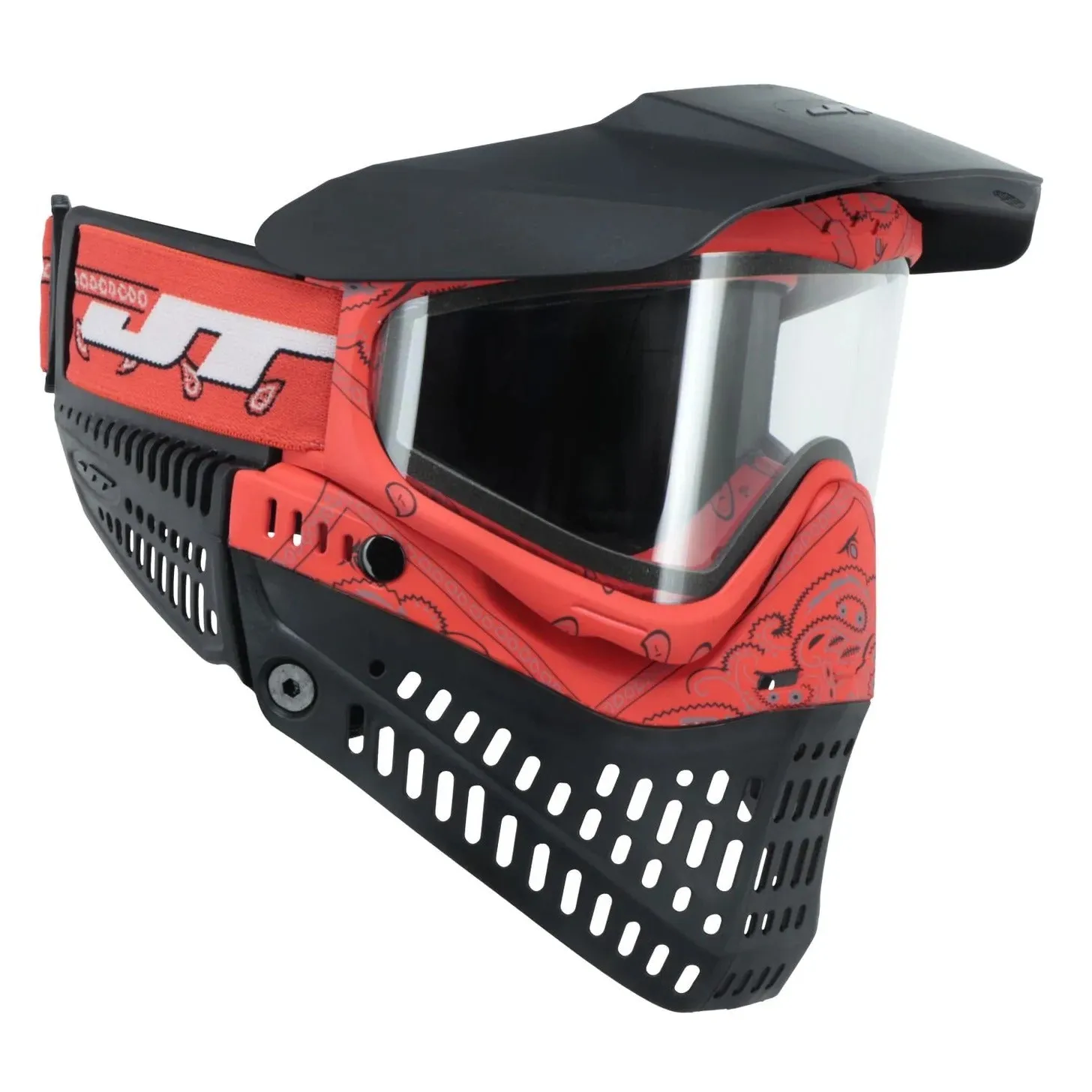 JT Bandana Series Proflex Paintball Mask - Red w/ Clear and Smoke Thermal Lens