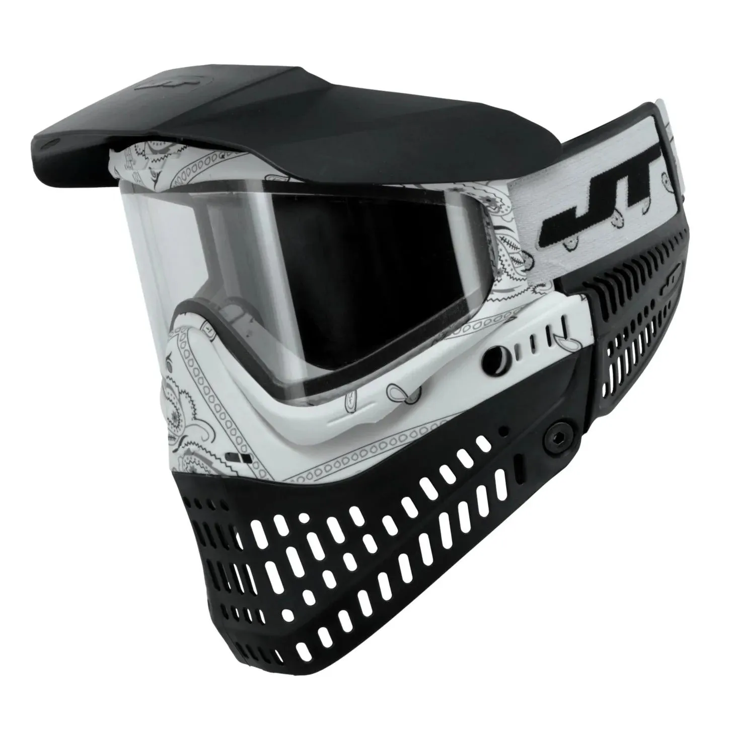 JT Bandana Series Proflex Paintball Mask - White w/ Clear and Smoke Thermal Lens