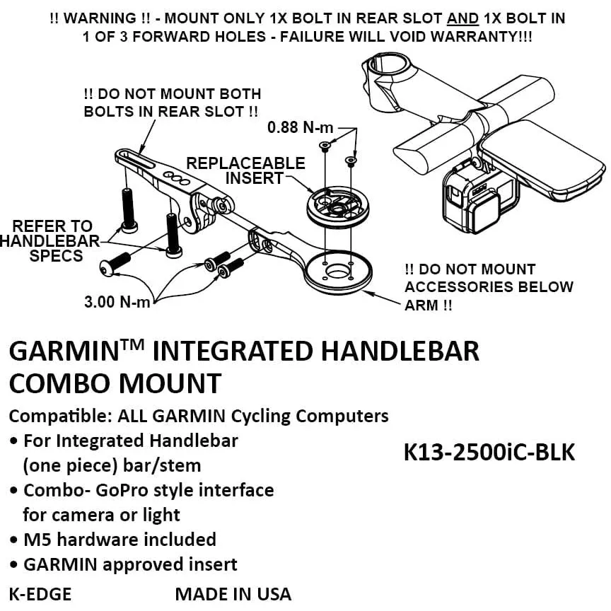 K-Edge Garmin Integrated Handlebar System Mount Combo