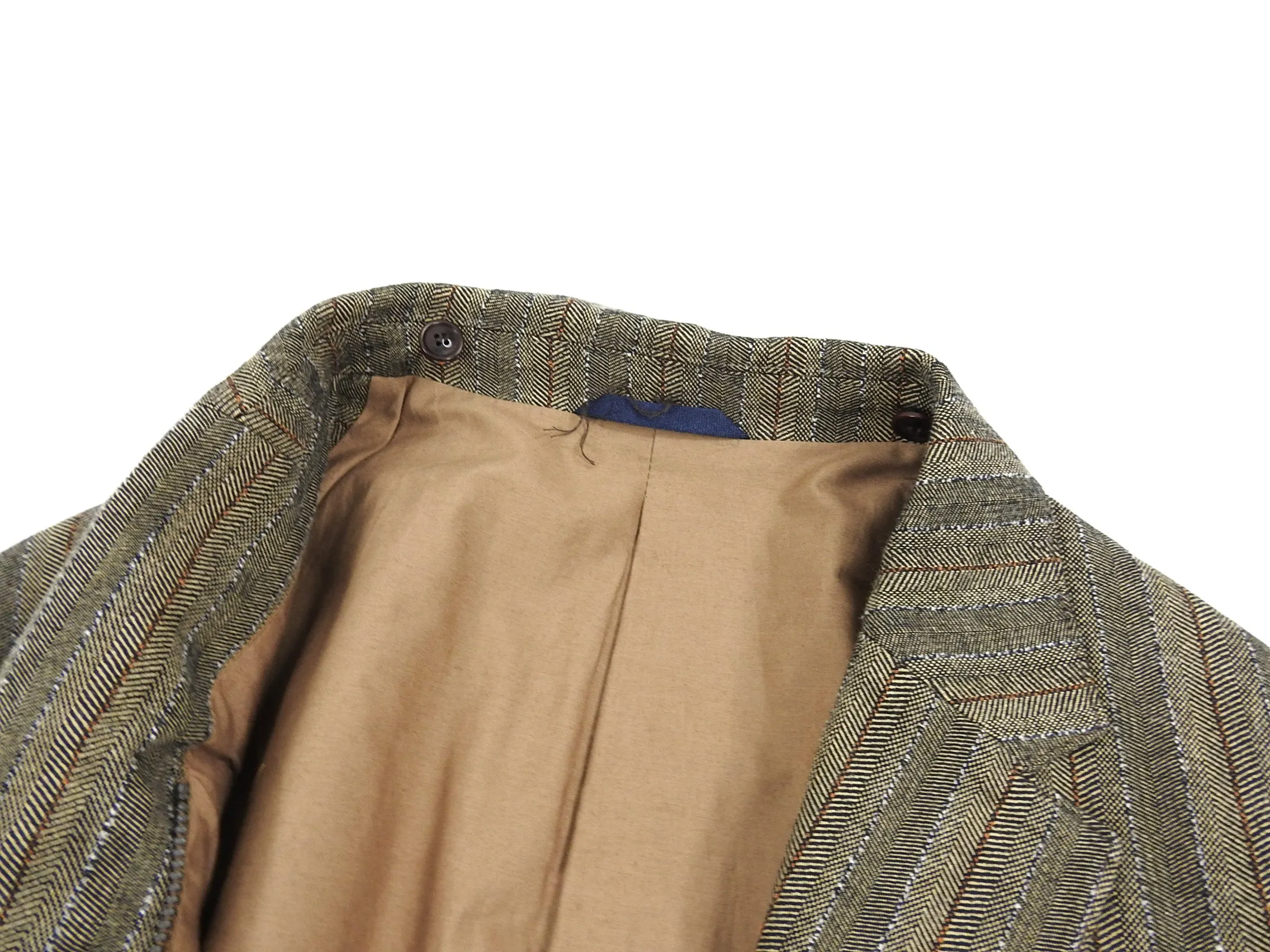Kenzo Tan Herringbone Blazer with Detachable Hood - XL