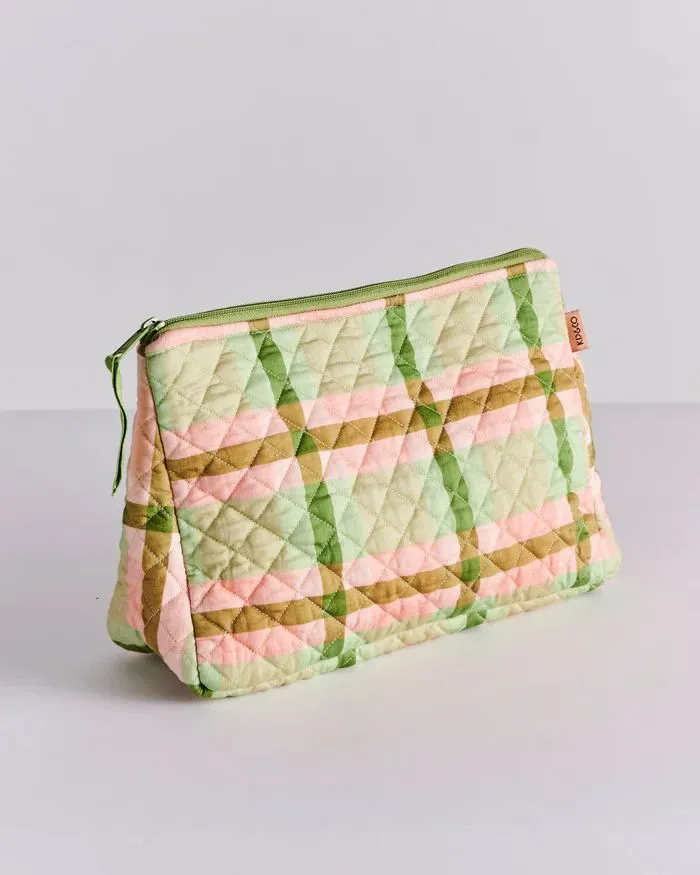 KIP & CO Quilted Cotton Toiletry Purse - Pistachio Tartan
