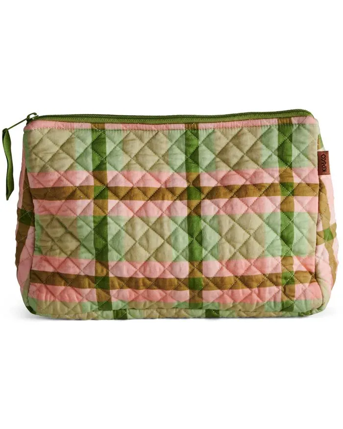 KIP & CO Quilted Cotton Toiletry Purse - Pistachio Tartan