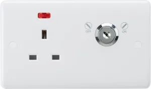 Knightsbridge CU9LOCKN White Curved Edge 13A DP Lockable Socket with Neon