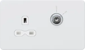 Knightsbridge SFR9LOCKMW Screwless 13A 1G DP Lockable Socket - Matt White   White Insert