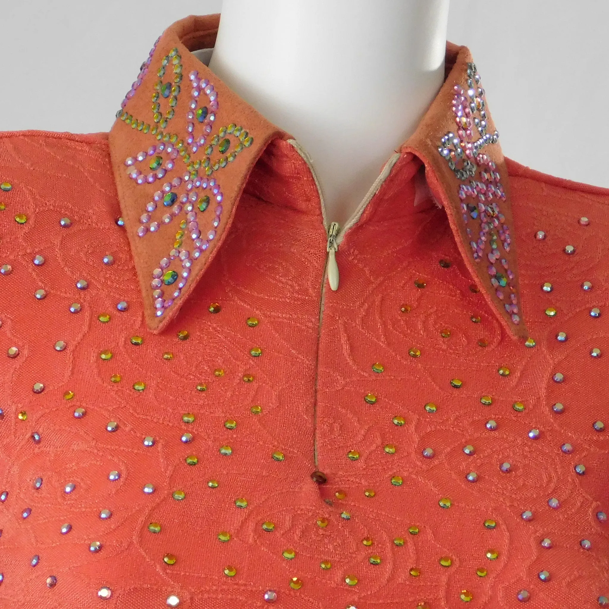Ladies Western Collection Custom Salmon Rose Print Horsemanship Show Shirt