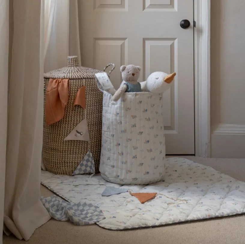 Large Quilted Reversible Storage Basket (Coastline)