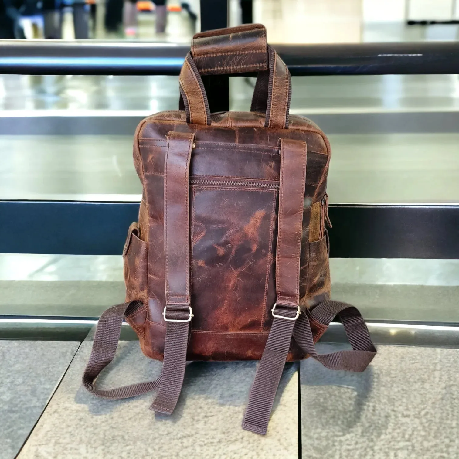 Leather Backpack for Men 7-Pocket Backpacks for Adults Traveling & Hiking 1 Peice