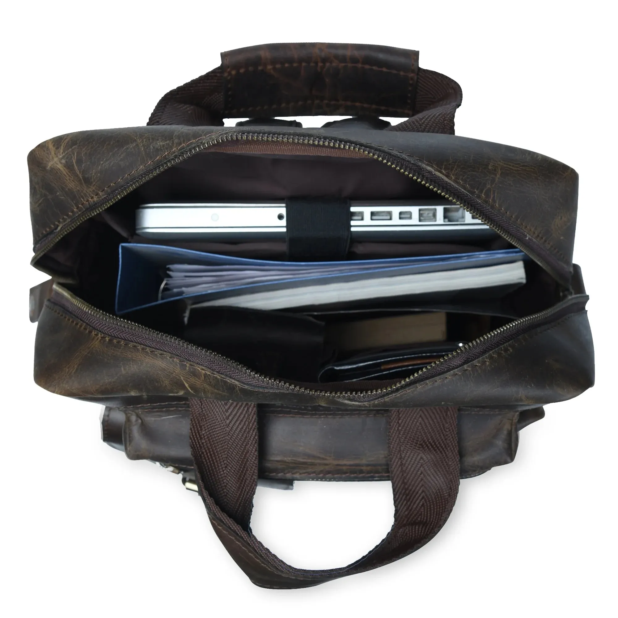 Leather Backpack for Men 7-Pocket Backpacks for Adults Traveling & Hiking 1 Peice