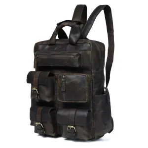 Leather Backpack for Men 7-Pocket Backpacks for Adults Traveling & Hiking 1 Peice