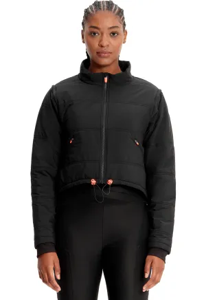 Lifestyle IN503 Zip Convertible Crop Quilted Jacket Black