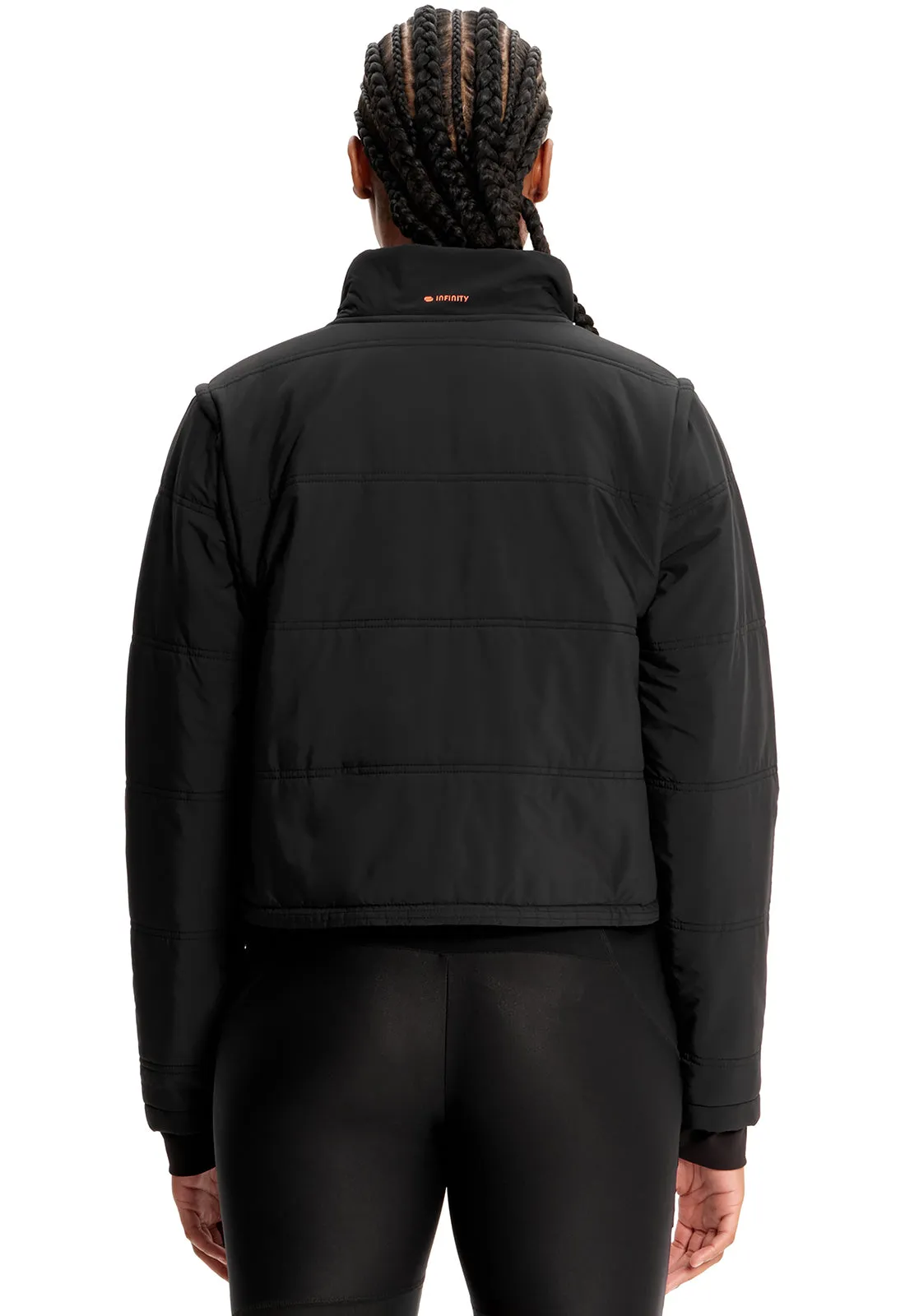 Lifestyle IN503 Zip Convertible Crop Quilted Jacket Black