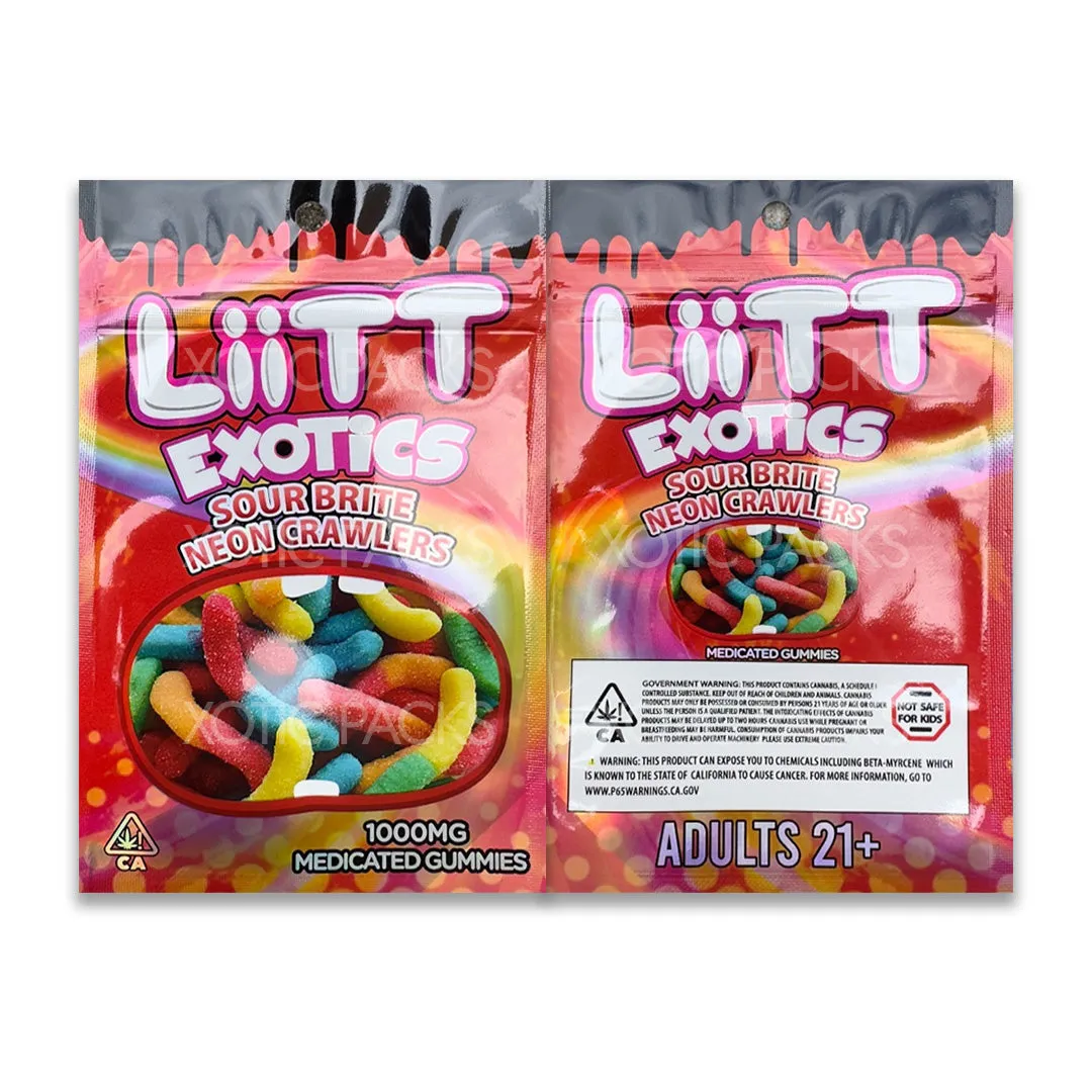 Liit Exotics Sour Brite Neon Crawlers Mylar Bag 1000 MG