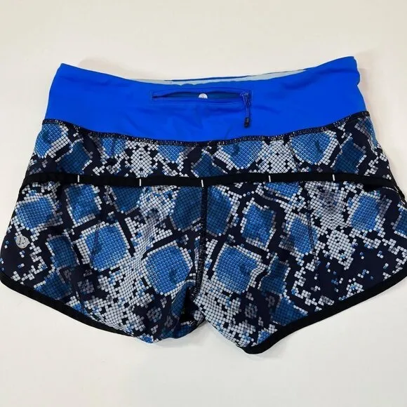 Lululemon Blue Snakeskin Speed Up Shorts Lined Size 2 Running Athletic