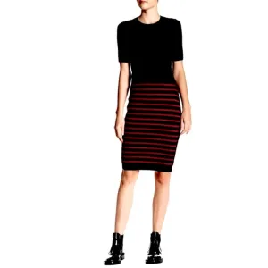 Marc Jacobs Red Black Stripe Wool Knit Skirt Size Small NWT