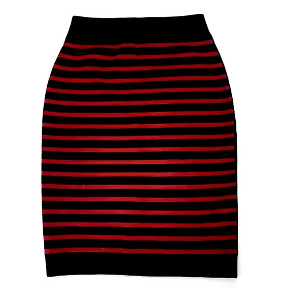 Marc Jacobs Red Black Stripe Wool Knit Skirt Size Small NWT