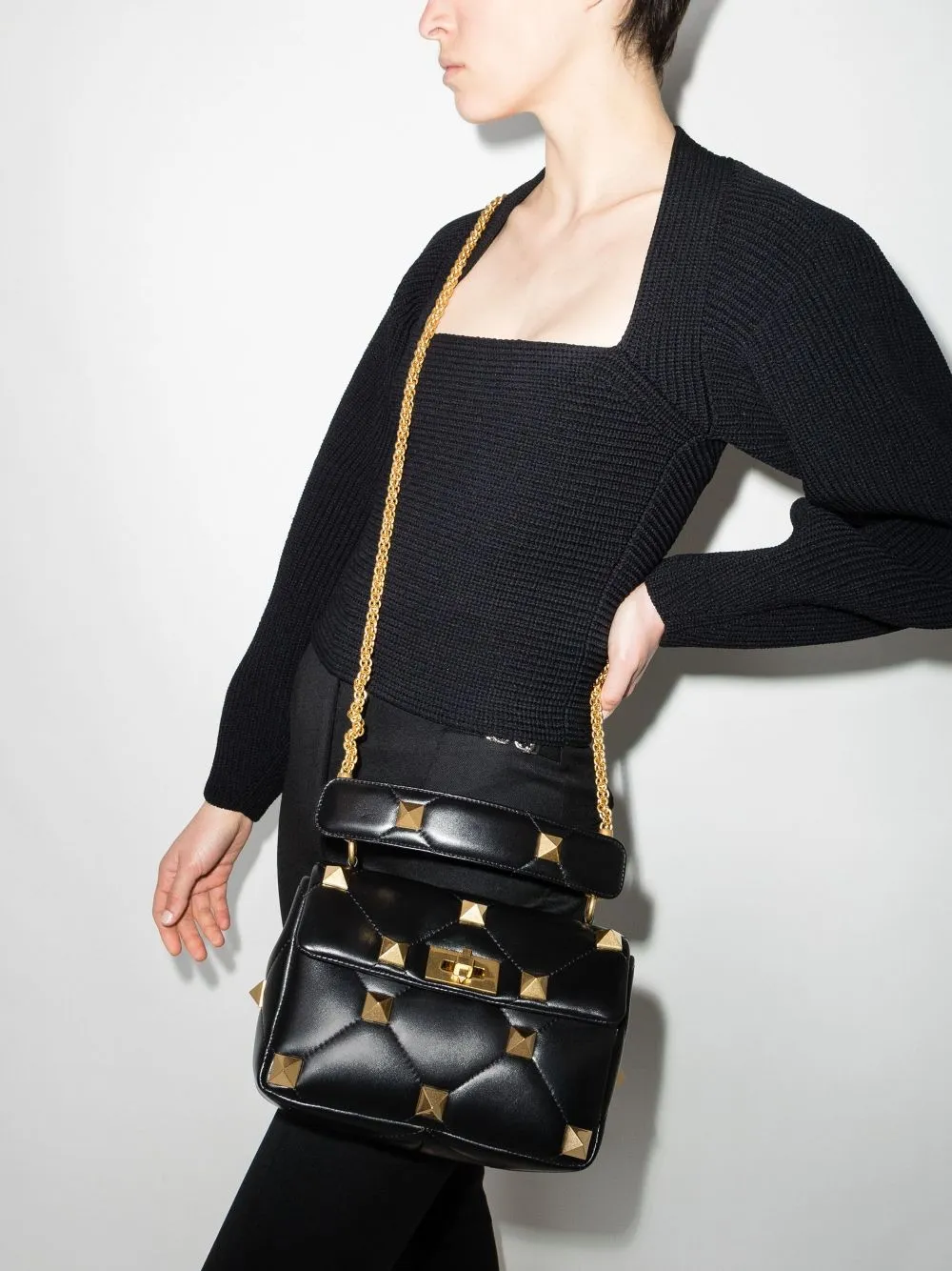 Medium Roman Stud Shoulder Bag