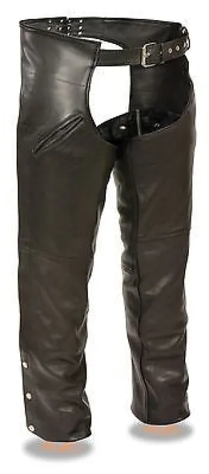 MEN'S MOTORYCLE SLASH POCKET CHAP W/REMOVABLE SNAP OUT LINER VERY SOFT LEATHER