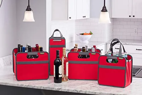 meori 6 Bottle Wine Tote Lava Black Liquor Spirits Enthusiast Tastings Grocery Shopping Glass Dividers Travel Hostess Gift (A100432)