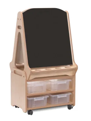 Millhouse Double-sided 2 Station Chalk/Whiteboard Easel with Tall Storage Trolley
