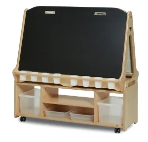 Millhouse Double-sided 4 Station Chalk/Whiteboard Easel with Tall Easel Storage Trolley