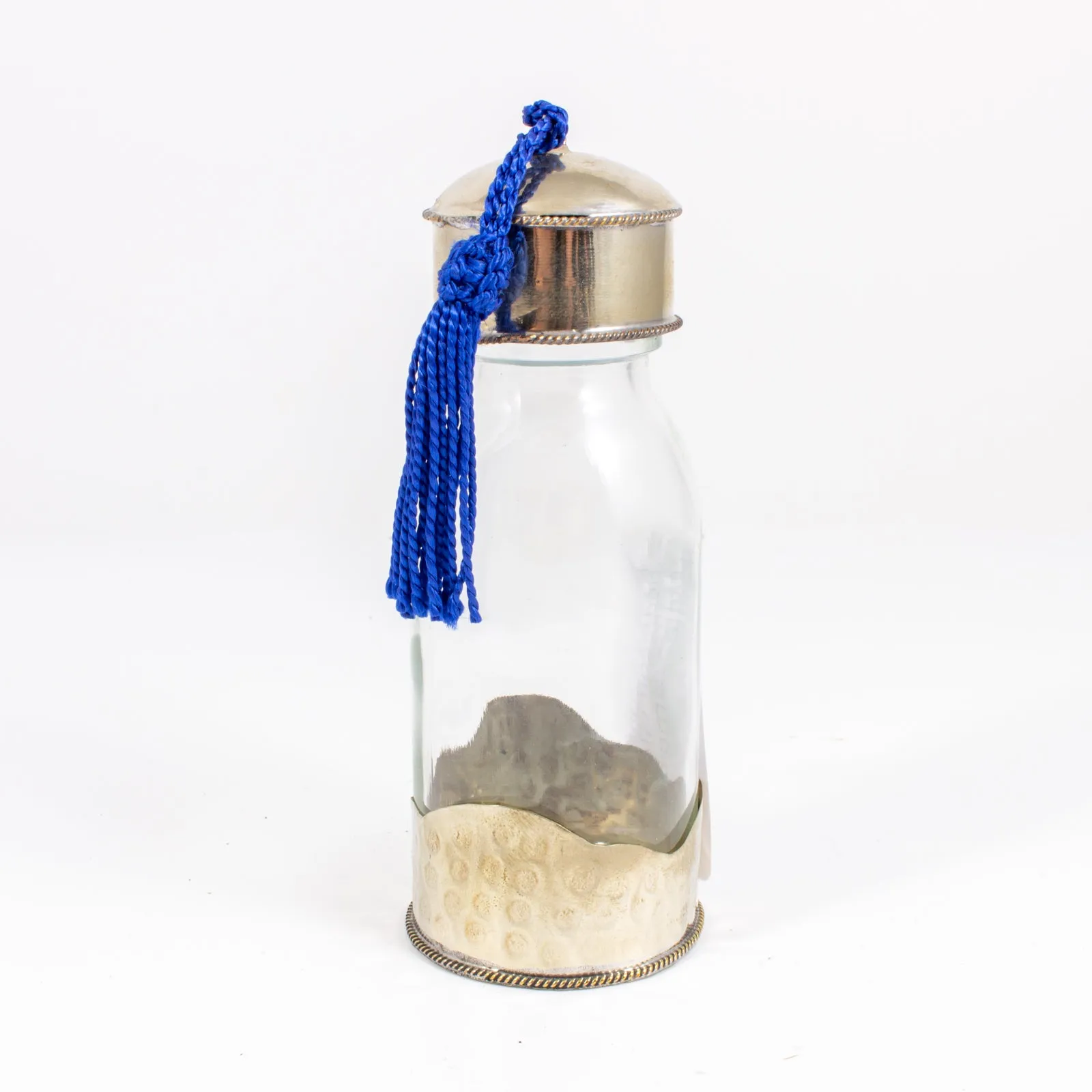 Moroccan Glass Travel Bottle with Tassel | Small