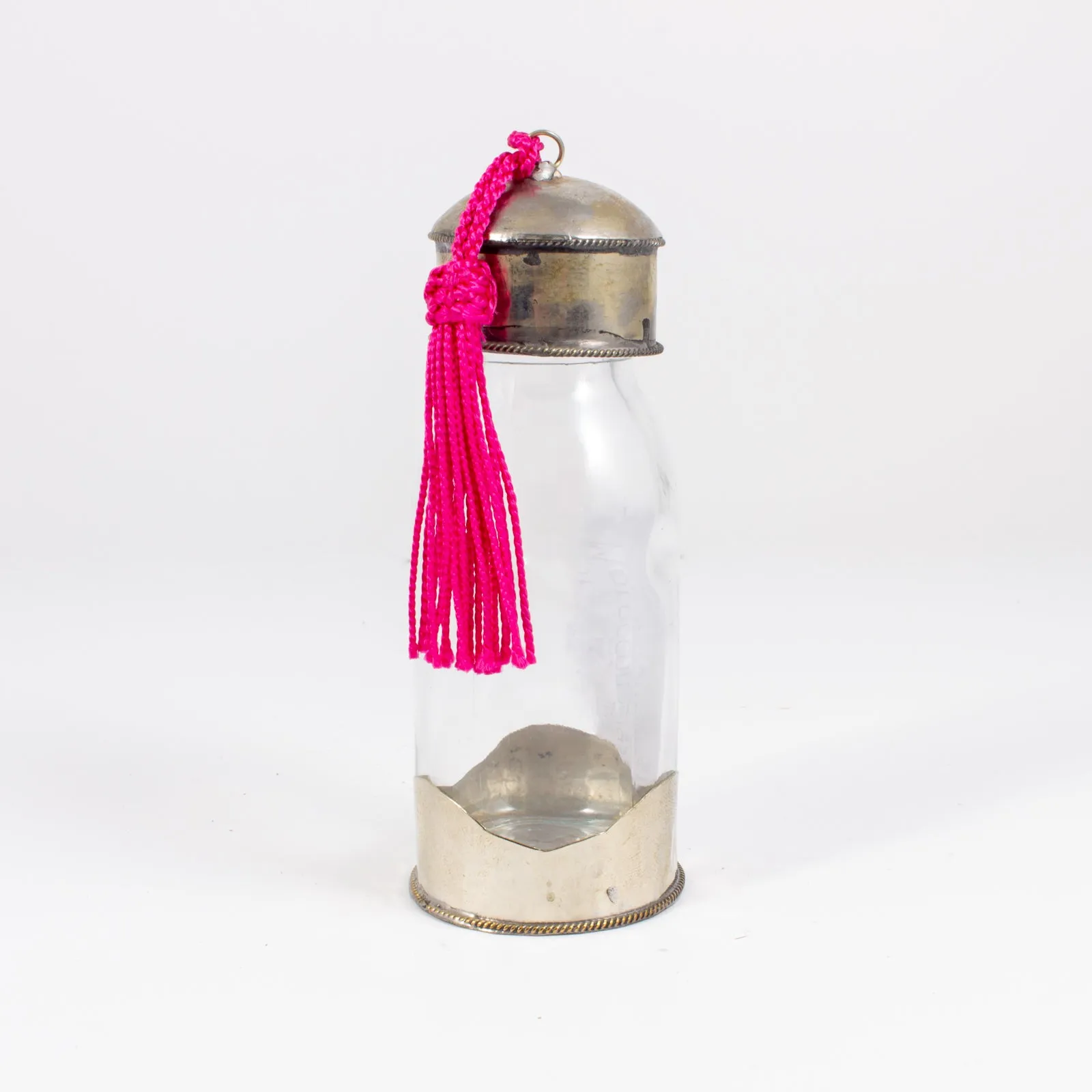 Moroccan Glass Travel Bottle with Tassel | Small