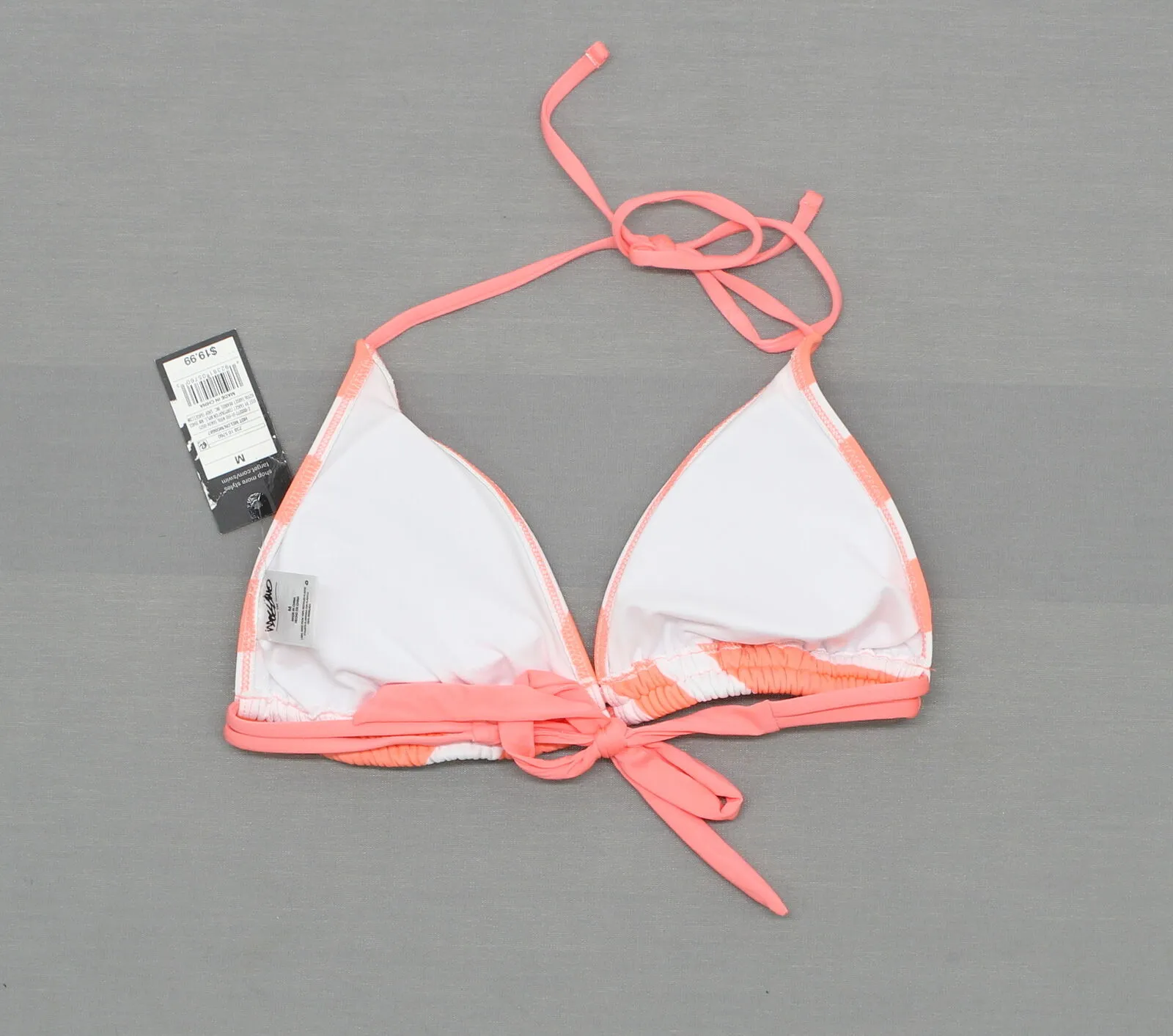 Mossimo Womens Striped Triangle Bikini Swim Top Hot Coral Medium