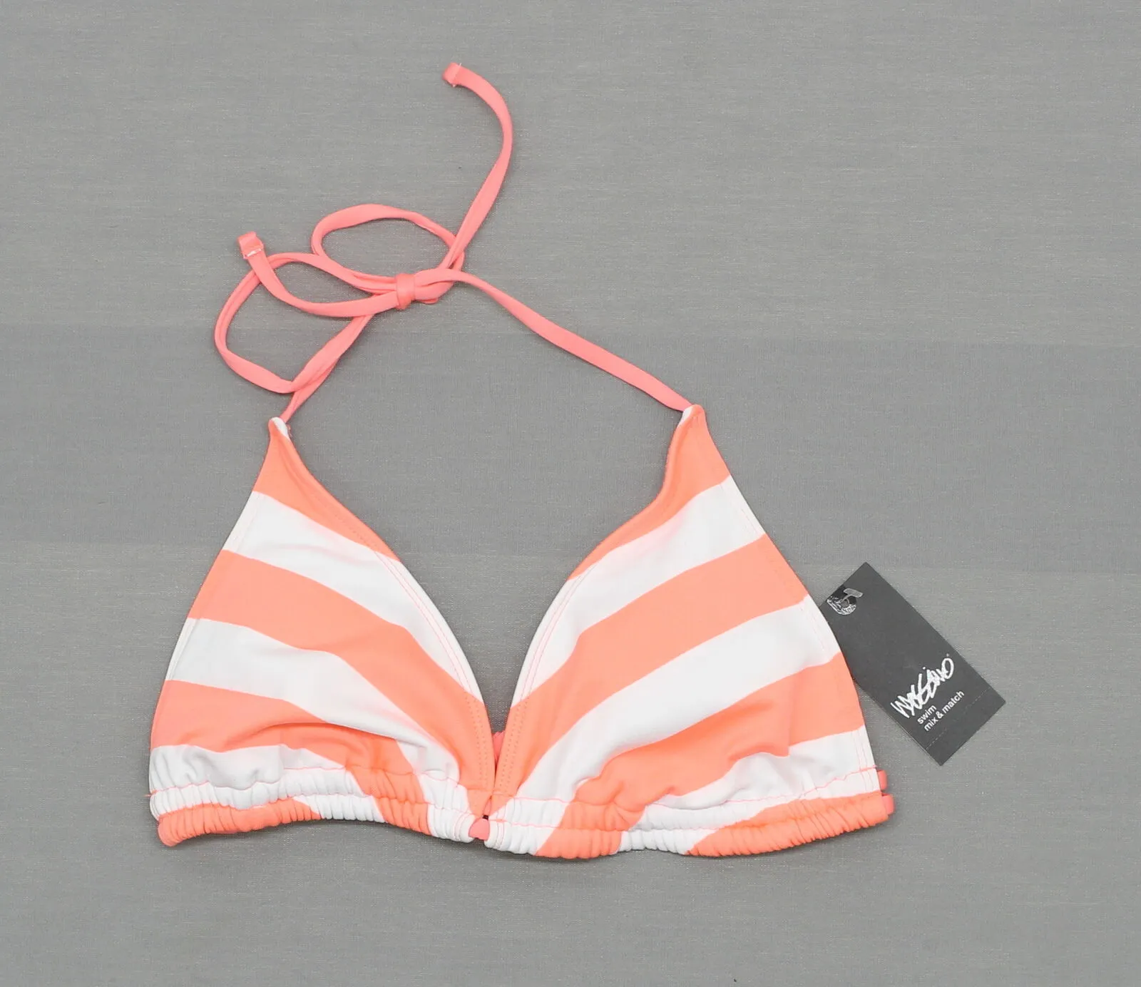 Mossimo Womens Striped Triangle Bikini Swim Top Hot Coral Medium